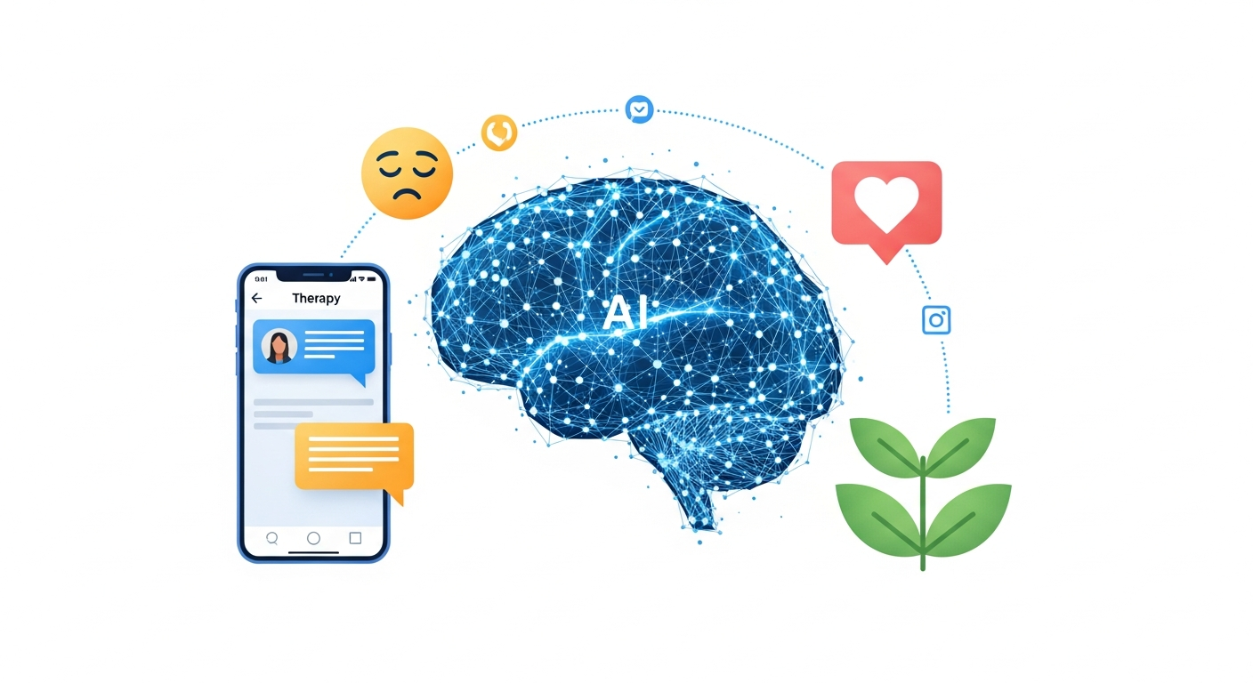 How AI supports mental health through therapy apps and emotional support tools.