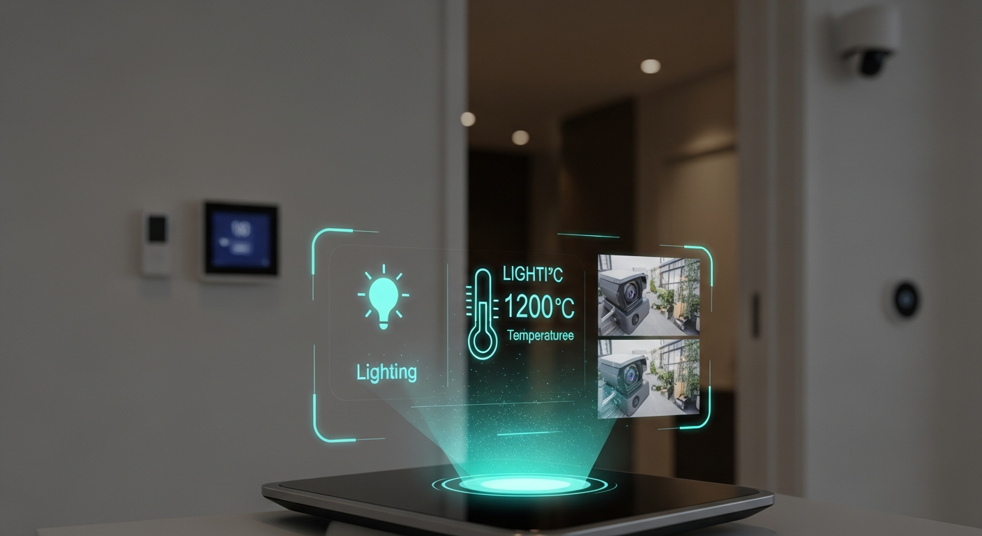 Smart homes powered by AI to control lights, temperature, and security.